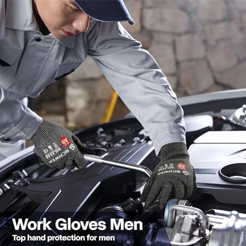 Schwer Highest Level Cut Resistant Work Gloves for Extreme Protection, ANSI A9 Working Gloves with Sandy Nitrile Coated, Touch-screen, Compatible, Schwer