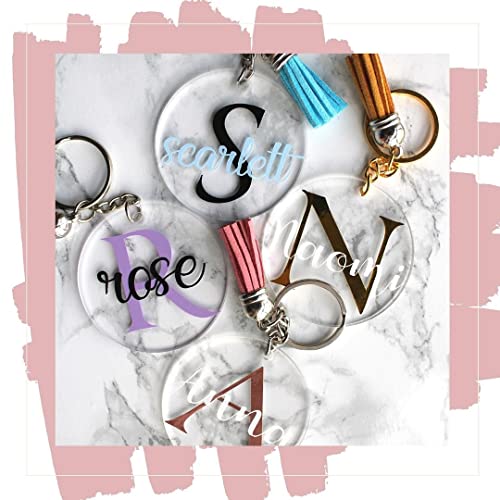 JINMURY 120 Pcs 2 Inch Acrylic Keychain Blanks | Clear Acrylic Circle Discs with Hole, Come with Silver 30 Tassles and 30 Keychain Rings, Perfect for JINMURY