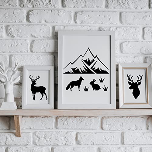 80 Pcs Stencils for Painting on Wood, Reusable Animal Stencils Deer Stencils Bear Plastic Stencils Mountain Fox Stencil DIY Craft Template Paint DZXCYZ