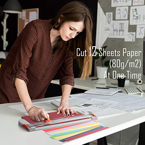 Firbon A4 Paper Cutter 12 Inch Titanium Paper Trimmer Scrapbooking Tool with Side Ruler for Craft Paper, Coupon, Label, Cardstock (White) Firbon