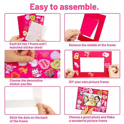 FANCY LAND Valentines Picture Frame Craft Kits for Kids with Conversation Heart for Valentine Class Game Activities 30 Pack FANCY LAND