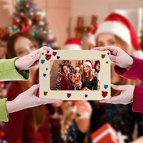 Vmiapxo 10 Pack Unfinished Wooden Picture Frames for 5" x 7" Photos, Standing Postcard Picture Frame Set DIY Keepsake Kit Decoratable Coards for Vmiapxo