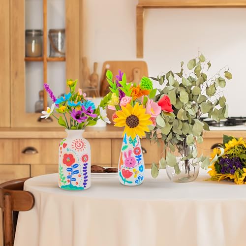 FTBox Crafts Kit for Girls Ages 6-12, Felt Flowers Bouquet and Paint Vase Art Craft Project for Girls, DIY Activity Christmas Birthday Gift for Girls FTBox