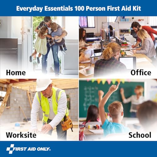 First Aid Only OSHA-Compliant All-Purpose 100-Person Emergency First Aid Kit for Home, Work, and Travel, 335 Pieces First Aid Only