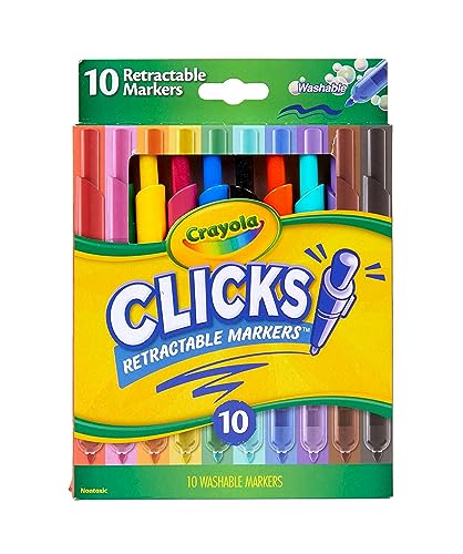 Crayola Clicks Washable Markers with Retractable Tips, School Supplies, Art Markers, 10 Count. Crayola