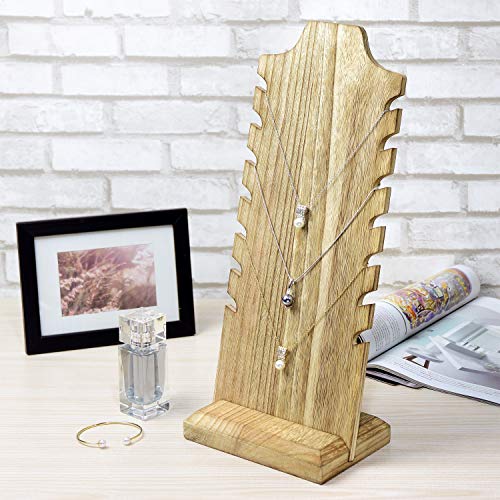 MOOCA Lightweight Wooden Necklace Display Stand - Freestanding Easel Holder for Multiple Necklaces, Oak Color MOOCA