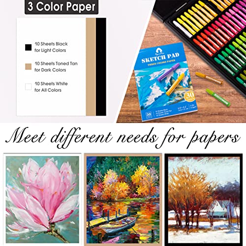 Oil Pastels, 100 Pieces Deluxe Wooden Pastels Art Supplies Set with Blessing, 3-Color Sketch Pad Included, Creative Gift Box for Kids Artists Adults VigorFun