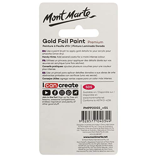 MONT MARTE Premium Gold Foil Paint 0.67oz (20ml), Suitable for Pour Painting, High Pigment Level, Shimmering Color MONT MARTE