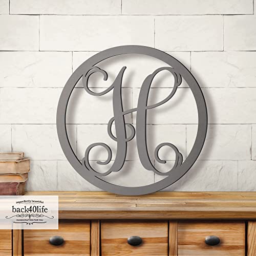 Precision Cut Unfinished Wood Vines Circle Monogram Letter Back40Life
