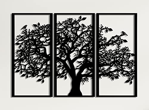 3 Panels Family Tree Metal Wall Decor Tree of Life Metal Wall Art, Home Bedroom Living Room Decor 3D Wall Art 3 Panels Family Tree Metal Wall Decor DEKADRON