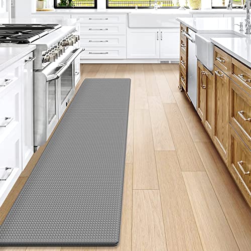 DEXI Kitchen Rug Anti Fatigue,Non Skid Cushioned Comfort Standing Kitchen Mat Waterproof and Oil Proof Floor Runner Mat, Easy to Clean, 17"x95", Grey DEXI