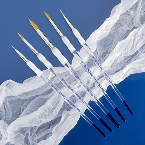 Royal & Langnickel - 5pc Soft Grip Gold taklon Paint Brush Set, Round | SG303 Royal Brush