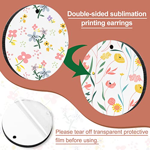 Whaline 50Pcs Round Sublimation Blank Earrings with Earring Hooks and Jump Rings Unfinished Heat Transfer Earrings for Christmas Valentine Women Whaline