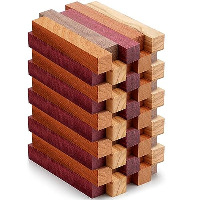 Qilery 10 Pcs Exotic Wood Pen Blanks Pen Turning Supplies DIY Crafts Pen Turning Kit, Black Walnut, Cherrywood, Peltogyne, Zebrawood, Bubinga, 10 of