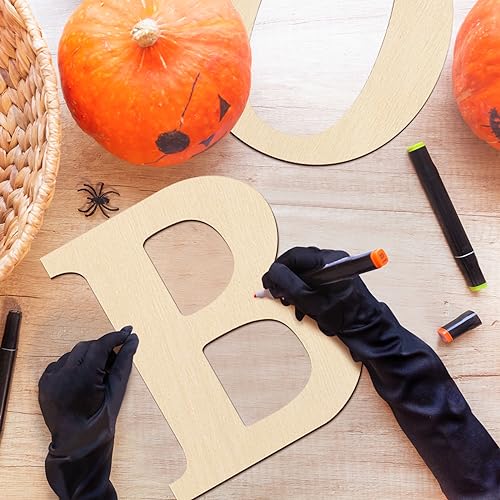 Large Size 12 Inch Wooden Letters Boo Ornaments to Paint, Halloween Decorations DIY Blank Unfinished Wood Ornament Walls Crafts Decorations, Sophena