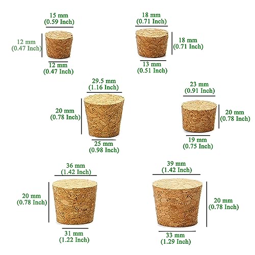 30Pcs Cork Stoppers, Wooden Tapered Wine Bottle Stoppers Replacement Corks, Wooden Tapered Cork Plugs for Wine Beer Bottle Crafts, 6 Sizes Wvapzwr