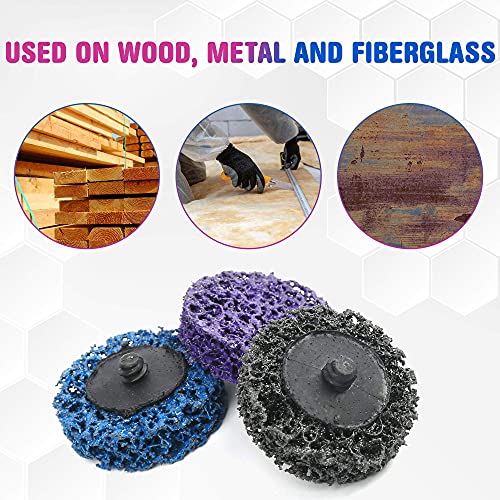 12 Pack 2 Inch Quick Change Stripping Disc Easy Strip and Clean Discs with 1 Disc Pad Holder, Non Woven Silicon Coarse Grinding Discs Set, Paint and Urhelper