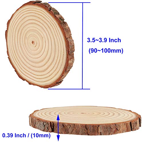 KOHAND 30 PCs 3.6-4 Inch Wood Slices for Crafts,Unfinished Wood Rounds with Bark, Round Wooden Discs Circles for Christmas Ornaments Wedding Rustic KOHAND
