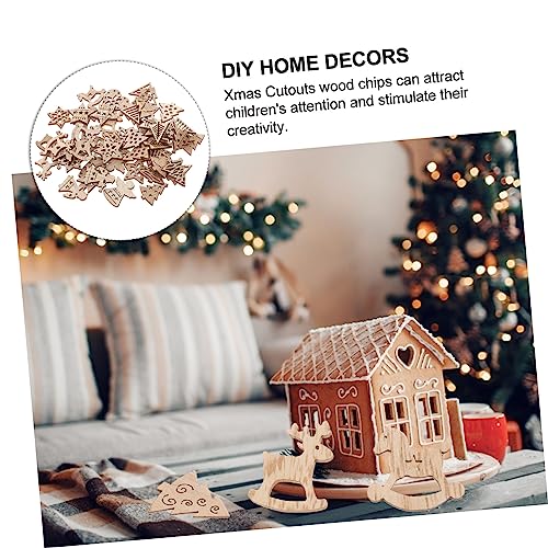 Anneome 54pcs Christmas Wood Chips Wooden Ornaments Christmas Decorations Kids Wooden Toys Kidcraft Playset Unfinished Xmas Cutouts Wooden Snowflake Anneome