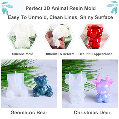 EuTengHao 20Pcs 3D Animal Resin Molds Tools Set Includes 8 Resin Casting Molds Large Clear Unicorn Epoxy Silicone Molds 2 Measurement Cup 10 Wood EuTengHao