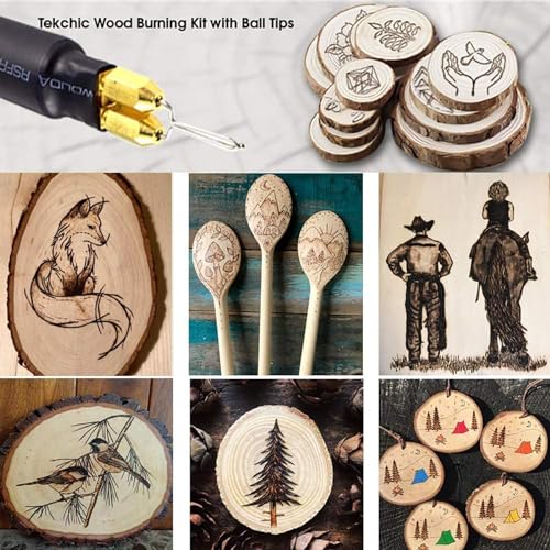 TEKCHIC 60W Professional Wood Burning Kit Pro Wood Burner Pyrography Tool with 20 Wire Nibs Tips Including Ball Tips TEKCHIC