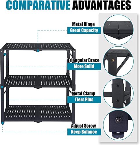 Hastatii 3-Shelf Storage Shelving Unit Metal Rack Heavy-Duty 28"x13.5"x33.5" for Garage, Kitchen and Bedroom Layers Increased Black Hastatii