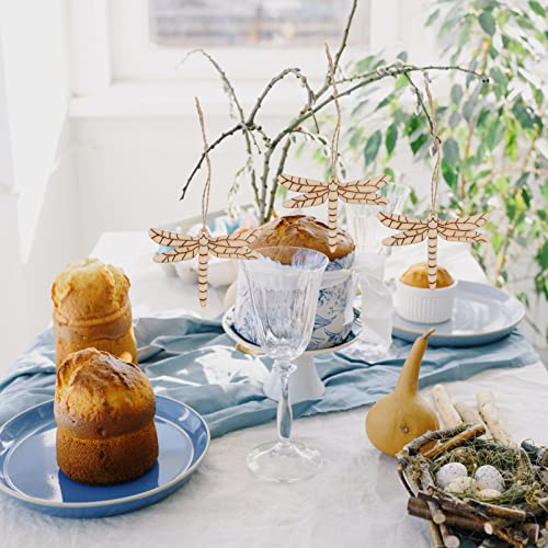 FOMIYES Crafts Wood Slice Craft 50 Sets of Wooden Dragonfly Cutouts Unfinished Dragonfly Shape Slice Blank Wood Ornaments Embellishments with Ropes FOMIYES