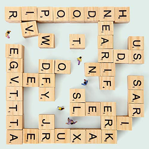 Magicfly 500 Pieces Letter Tiles, Wooden Scrabble Tiles for Crafts, A-Z Capital Wood Letters for Crafts, Spelling,Scrabble Crossword Game Magicfly
