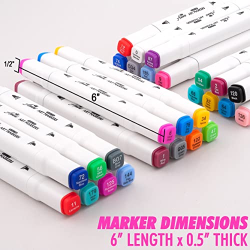 Dual Tip Markers in 120 Colors, Double Sided Markers with Travel Case Bag, Fine and Chisel Tip Art Markers for Adult Coloring and Kids, Alcohol Based Asani
