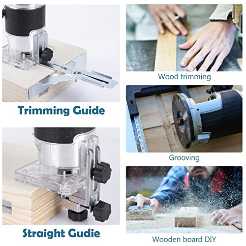 800W Compact Wood Router Tool, Handheld Palm Routers for Woodworking with 6 Variable Speed,Electric Trimmer Wood Router with 15pcs Router Bits,Wood MeiMeiDa