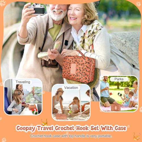 Coopay Crochet Kit Beginners Crochet Hook Set with Crochet Yarn,58PCS Portable Crochet Set Ergonomic Crochet Hooks Travel Knitting Crochet Supplies Coopay