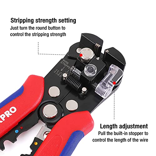 WORKPRO Self Adjusting Wire Stripper, 3-in-1 Automatic Wire Stripper/Cutter/Crimper, AWG10-24, 8 Inch Multi Pliers For Electrical Wire Stripping, WORKPRO