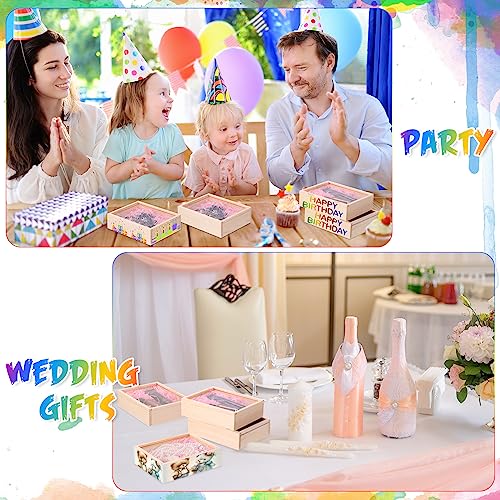 Thyle 12 Pcs Unfinished Wood Boxes, 6.3 x 4.9 x 1.8 Inch Small Wooden Box with Lid Wood Craft Box Small Rectangle Wooden Crates for DIY Birthday Thyle