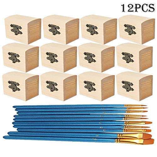 Aulufft 12 Piece Unfinished Wood Treasure Chest Decorate Wooden Mini Treasure Boxes with Locking Clasp for DIY Projects,Home Decor,Party Aulufft