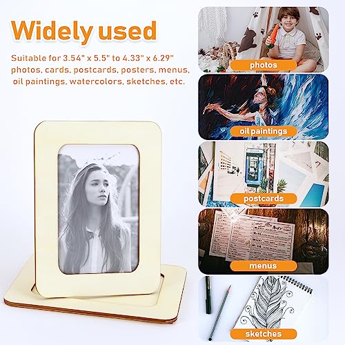 VOKOY 15 Pack Wooden Picture Frames for Crafts, 4" x 6" Photos Standing Postcard Picture Frame Set Unfinished DIY Keepsake Kit Decoratable Coards for VOKOY