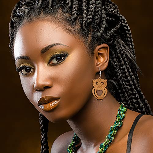 182 Pieces Wooden Dangle Earring Making Kit, Include 32 Pieces African Wood Drop Earring Pendant Unfinished Earrings Wood Charms with 100 Jump Ring Hicarer