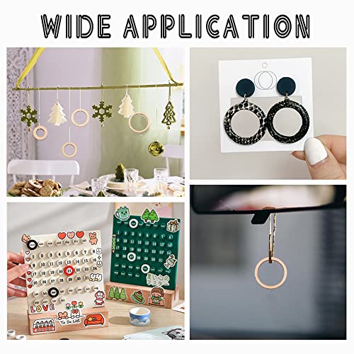 PandaHall 120pcs Round Wood Linking Rings Wooden Discs Beads, 4 Sizes Blank Unfinished Wooden Slices Circle Wooden Charm Pendants Circle Macrame PH PandaHall