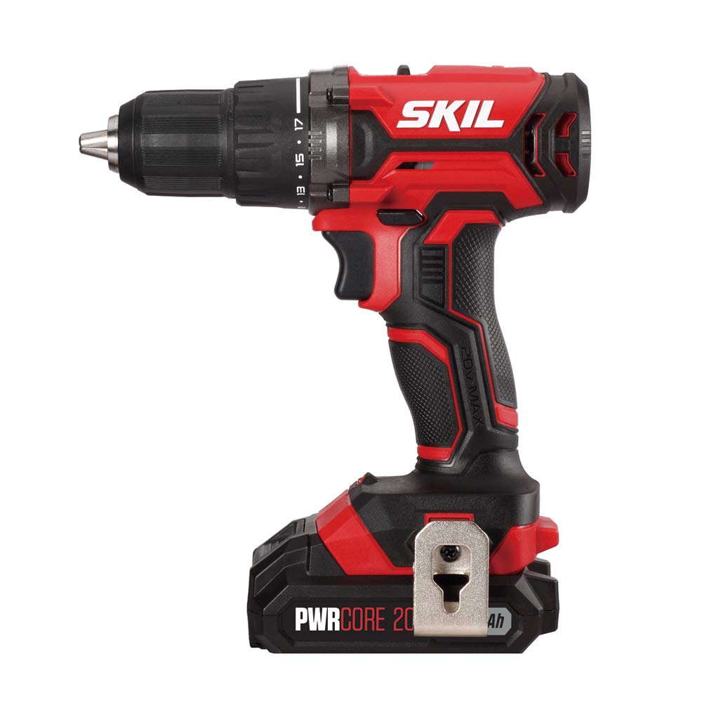 SKIL 20V 4-Tool Combo Kit: 20V Cordless Drill Driver Reciprocating Saw, Circular Saw and Spotlight, Includes Two 2.0Ah PWR CORE Lithium Batteries and Skil