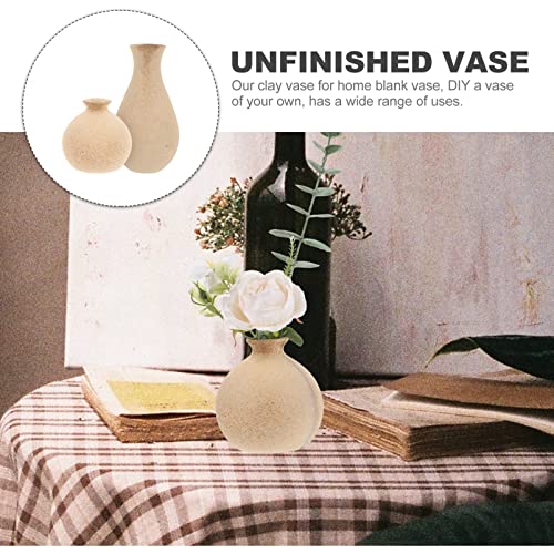 COHEALI Unfinished Wood Vase 2pcs Unfinished Vase Wooden Flower Vase Handmade Blank Floral Vase Paint Your Own Natural Flower Container DIY Painting COHEALI