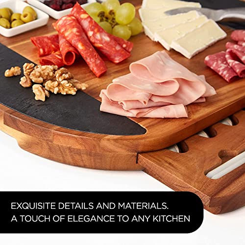 Premium Oval Charcuterie Board Cheese Board Set: Acacia Wood, Stainless Steel Knives - Christmas Gifts for Women, House Warming Gifts Ideas, New Real Life Living