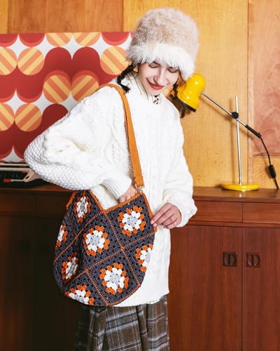 Yeezhee Crochet Kit for Beginners, Crochet Bag Starter Kit with Step-by-Step Video Tutorials, Granny Square Crochet Tote Bag Set, Knitting Kit Yeezhee