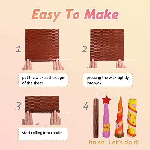 Bingfuego Beeswax Candle Making Kit for kids-12 Colors Beeswax Sheets for Candle Making, Make You own Candle Making kit for Adults, 100% Pure Beeswax Bingfuego