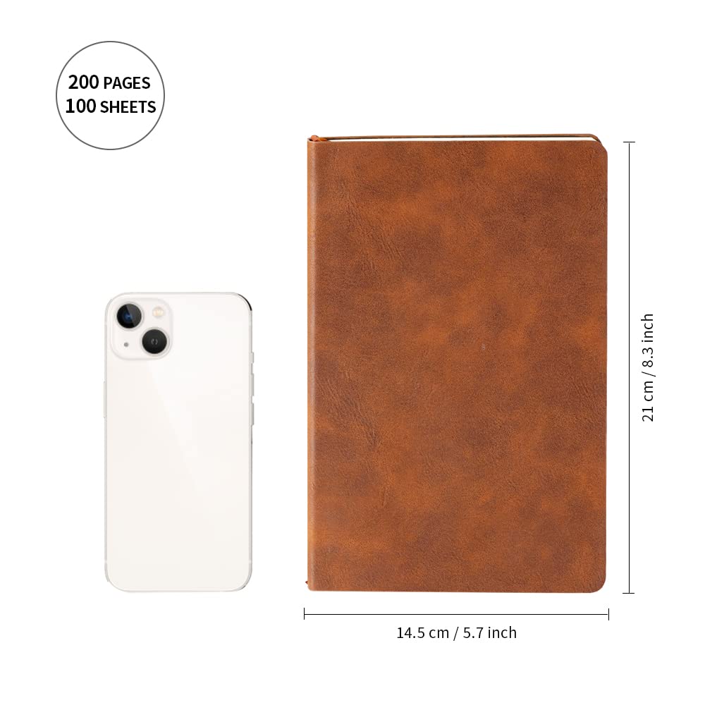 PYD Life 6 Pack Leather Notebooks A5 Journal Lined Blanks 5.8" x 8.3" Yellow Brown for Xtool Laser Engraving DIY Crafting,Notebooks for Work School PYD Life