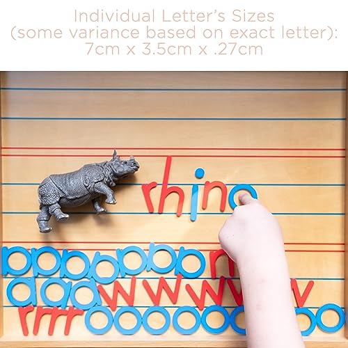 Movable Alphabet Montessori Wooden Letters- Moveable Alphabet with Box Letter Mats - Lower Case Letters - Writing, Reading, Spelling, and Language Montessori & Me