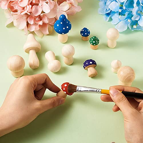 KISSITTY 30pcs Wood Mushrooms Unfinished Wooden Mushroom Craft Figures Embellishments Decorations for Home Garden Miniature Ornaments Decor Painting KISSITTY