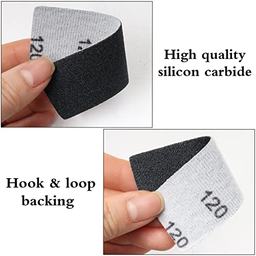 60 Sheets Micro Detail Sander Paper Kit,3.5”x 1”Hand Sanding Block for Small Projects Wet Dry Hook & Loop Silicon Carbide 80 to 400 Grit Sandpaper MAXMAN