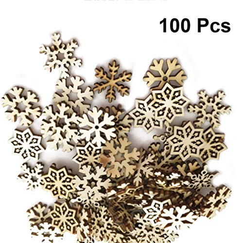 ABOOFAN 100pcs Pieces Unfinished Wood Snowflake Ornaments Holiday Slices Cutouts Christmas Tree Snowflake Ornaments Wooden Christmas Ornaments Wood ABOOFAN