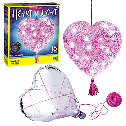 3D String Art Kit for Kids - Makes a Light-Up Heart Lantern - 20  Multi-Colored LED Bulbs - Kids Gifts - Crafts for Girls and Boys Ages 8-12  - DIY Arts 