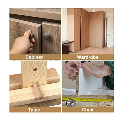 UtySty 100 Pack Wooden Dowel Pins Rods 3/8" x 1 1/2" Set Cabinet Drawer Round Fluted Birch Joinery Ends Pegs Furniture DIY Art Woodworking Door UtySty