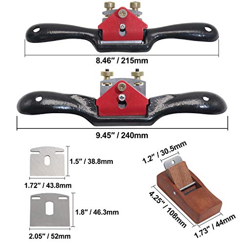 boeray 2pcs Adjustable SpokeShave with Flat Base, 6pcs Metal Blade and 1pcs Portable Woodworking Planes Wood Working Hand Tool Perfect for Wood boeray